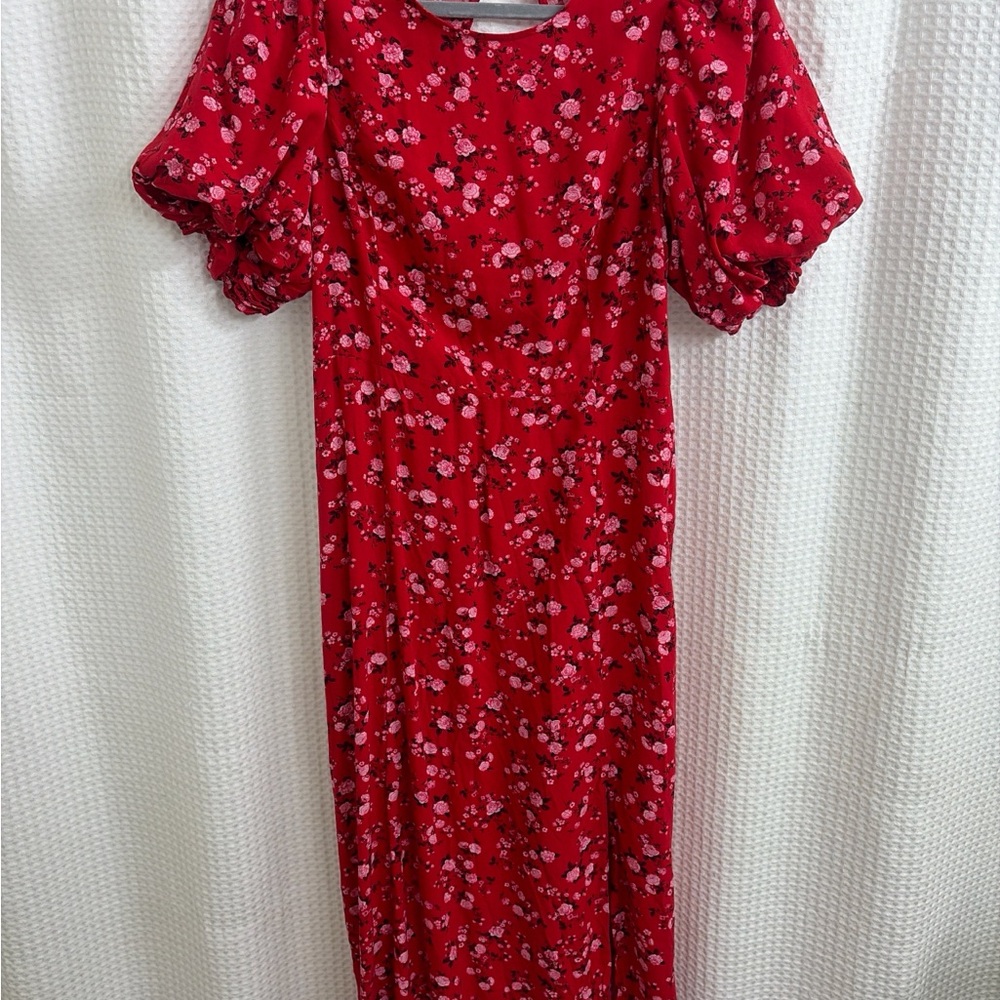 Old Navy Red Floral Midi Dress